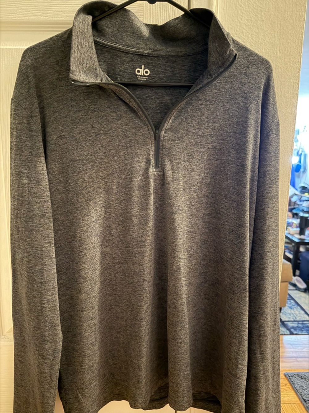 Alo Men's Heather Charcoal Conquer Quarter-Zip Pullover - Size Large - Picture 2 of 6